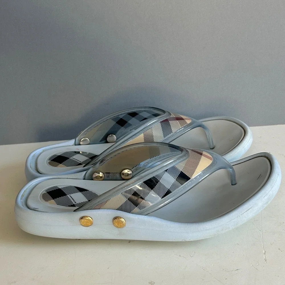 Burberry Nova Check Slides Men's 41 Jelly Thong Sandals Flip Flops Euro